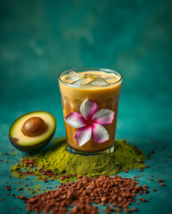Avocado Latte with Ice Cubes 