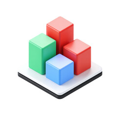 Obraz premium Stacked colorful 3D cubes on a white base