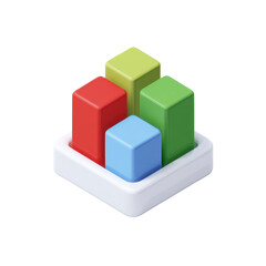Obraz premium Multi-colored, 3D blocks arranged atop a white base. Bright, vibrant colors. Geometric shapes