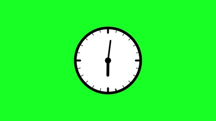 Wall Clock Vector illustration 24 Hour Clock Countdown Watch Animation on Green Background – Smooth Time-Lapse 4K Resolution Stock Video. 