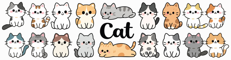 Adorable Cartoon Cats Collection Kawaii Style Illustration © Zbrake Studio