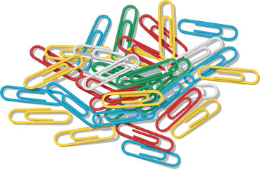 Colorful paperclips pile