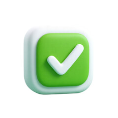 3D checkmark icon in a square button