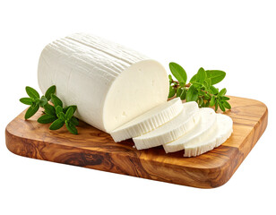 Goat cheese log slices isolated on transparent background
