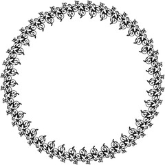 Black round vintage  frame on transparent background. PNG, 300 DPI