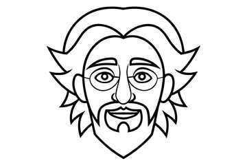 Smiling man's face with a beard and glasses – printable portrait