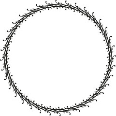 Black round vintage  frame on transparent background. PNG, 300 DPI