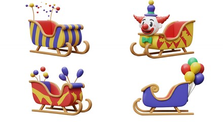 Obraz premium Colorful clown sleighs holiday design