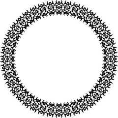 Black round vintage  frame on transparent background. PNG, 300 DPI