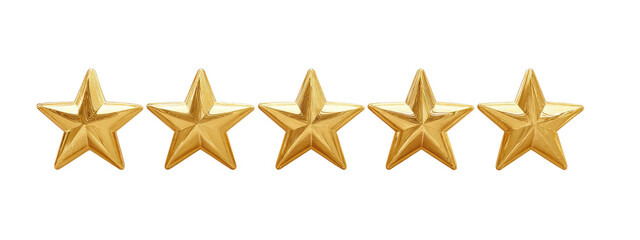 Five gold stars arranged in a horizontal row