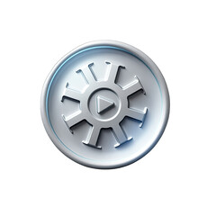 Obraz premium Gray metallic circular symbol with play button.