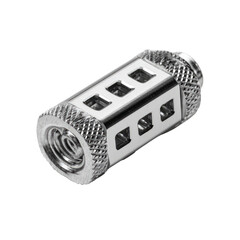 Metal cylindrical component with threaded ends and perforated sides