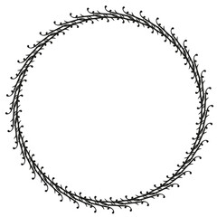 Black round vintage frame on a white background. JPG, 300 DPI.