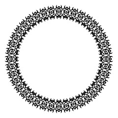 Black round vintage frame on a white background. JPG, 300 DPI.