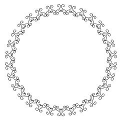 Black round vintage frame on a white background. JPG, 300 DPI.