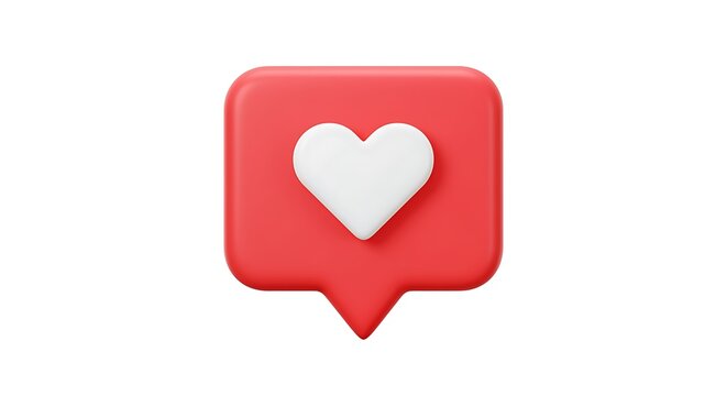 Red Like Notification Icon with White Heart Design Represents Social Media Engagement and Digital Communication for Marketing Purposes