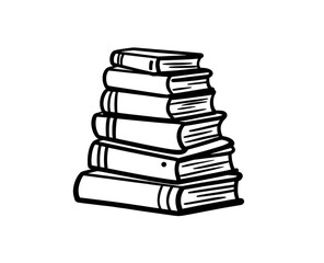 Stack of books in silhouette