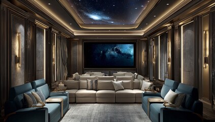 Fototapeta premium Celestial Cinema A Futuristic Home Theater Experience