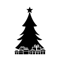 Obraz premium Christmas tree graphic vector illustration with gifts ideal for holiday designs and christmas cards use