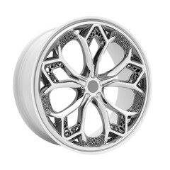 Obraz premium Detailed, ornate, silver alloy wheel