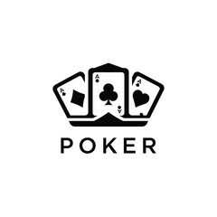 Retro casino and poker monochrome logo sign badge vector isolated. Vintage gambling and casino logo vector design. Vintage design element for casino and gambling in white background