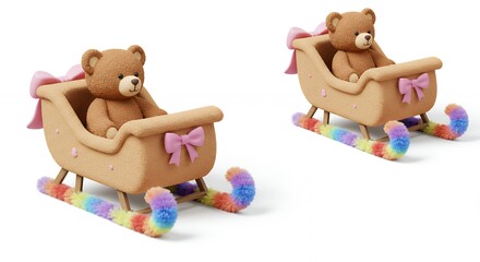 Teddy bears in christmas sleds