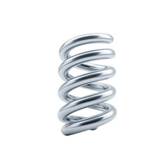 A glossy, metallic coil spring, standing vertically