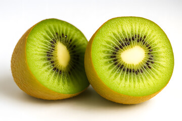Fototapeta premium Fresh ripe kiwi fruit sliced in half showing vibrant green flesh
