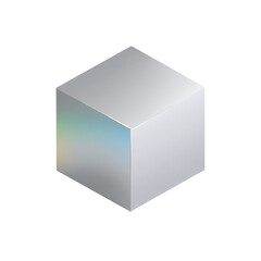 Fototapeta premium A simple, light gray cube with a subtle iridescent effect