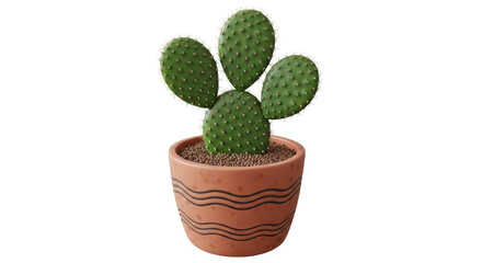 Isolated Prickly Pear Cactus in Pot