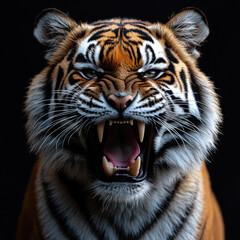 Obraz premium Tiger with mouth wide open.