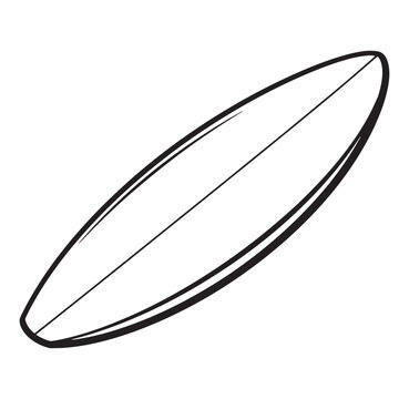 Naklejki Simple black and white line art illustration of a classic surfboard shape