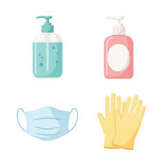 Safety Item And Object Illustration vector graphics For Covid Protection And Hygiene With Virus Illustration Object for healthcare Design