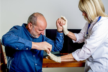 Medical staff abuse. Stop threatening behaviour towards a doctor, Physician. Angry and violent patient. Zero tolerance.  