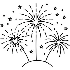 Minimal Fireworks Line Art Vector