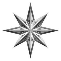 Obraz premium Silver, ornate starburst. Sharp, radiating points. Geometric design