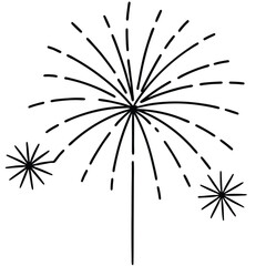Minimal Fireworks Line Art Vector