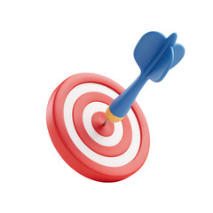 3D dart hitting bullseye of a target