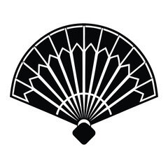 Black and White Hand Fan Design Elegant Asian Fan Vector Graphic on White Background