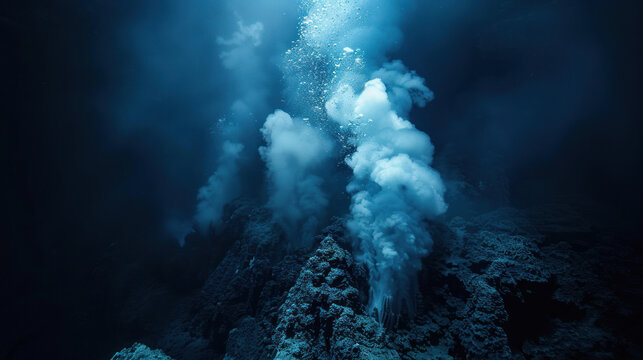 Deep sea hydrothermal vent releasing mineral-rich plumes
