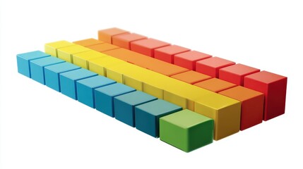 Obraz premium A bar chart clipart, analytics element, geometric 3D illustration, vibrant primary colors, isolated on white background.