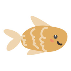 Cute cartoon fish with smile and wavy patterns on body.