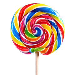 and keyword list based on the image.. Rainbow Lollipop Swirl on Stick, Candy Treat Displayed in Dark Background
