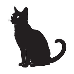 Cat Silhouette Vector PNG Transparent Background EDITABLE