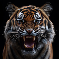 Fototapeta premium Tiger baring teeth in a menacing snarl.