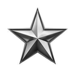 Obraz premium A metallic, five-pointed star, rendered in dark gray. Sharp, embossed points, a 3D effect