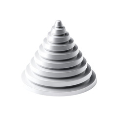 A white, geometric cone composed of concentric circles