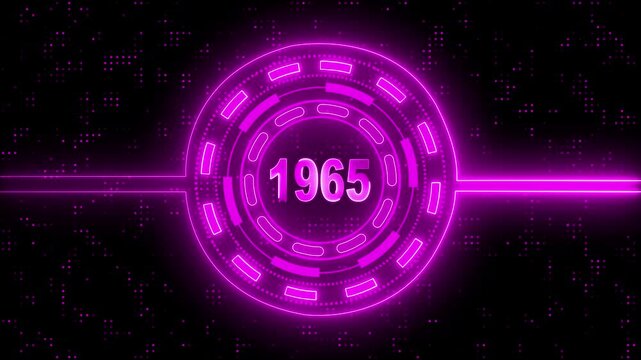 1965 text with screen effects of technological failures.  Past year technology concept ..