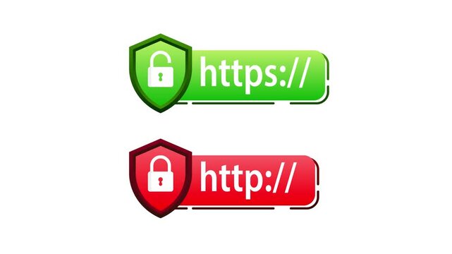 Http and https protocol security comparison with lock and shield