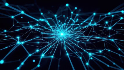 Dynamic Abstract Digital Network with Glowing Connections Illustrating Global Data Flow and Technological Innovation